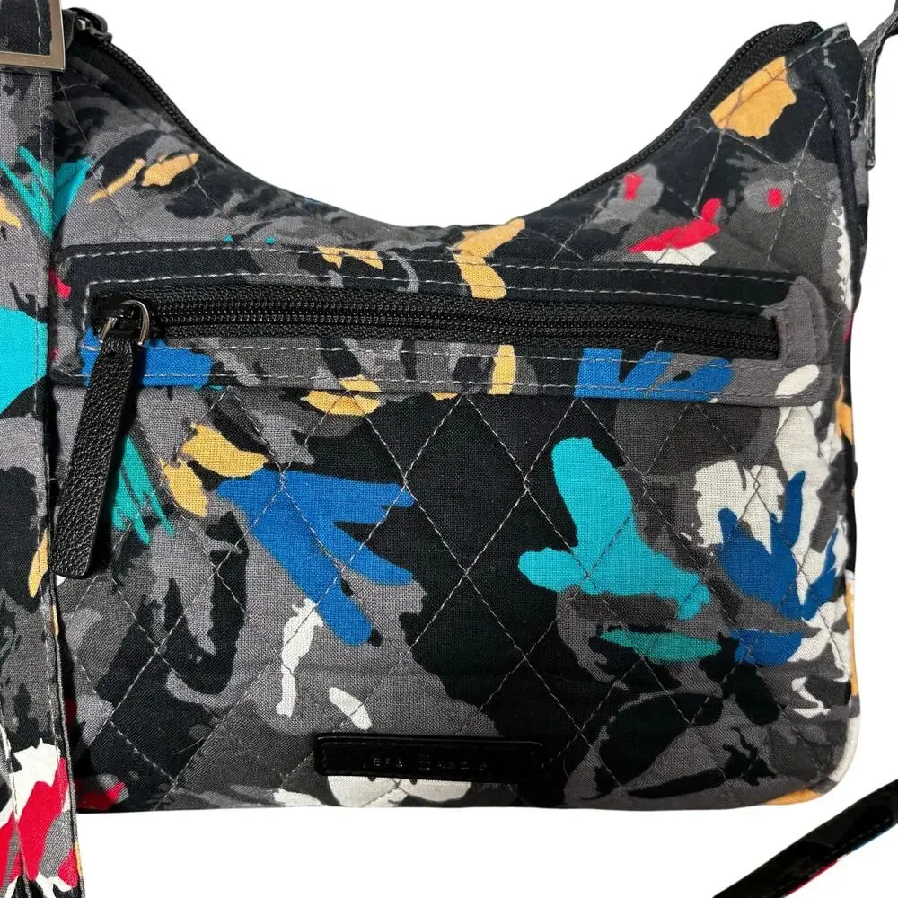 Vera Bradley quilted shoulder crossbody bag purse black gray quilted cotton